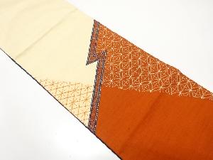 切りばめ　刺し子　花更紗に古典柄模様　袋帯